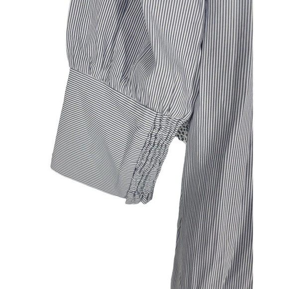 POMANDER Place Tuckerneck Blue White Stripe Preppy Midi Dress Collared Womens L - Picture 4 of 6